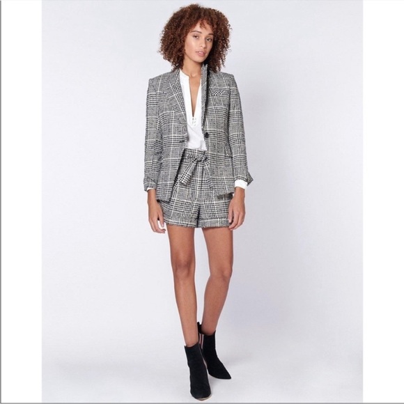 Veronica Beard Rhett Dickey Blazer In Black/Cream Plaid - Picture 6 of 15